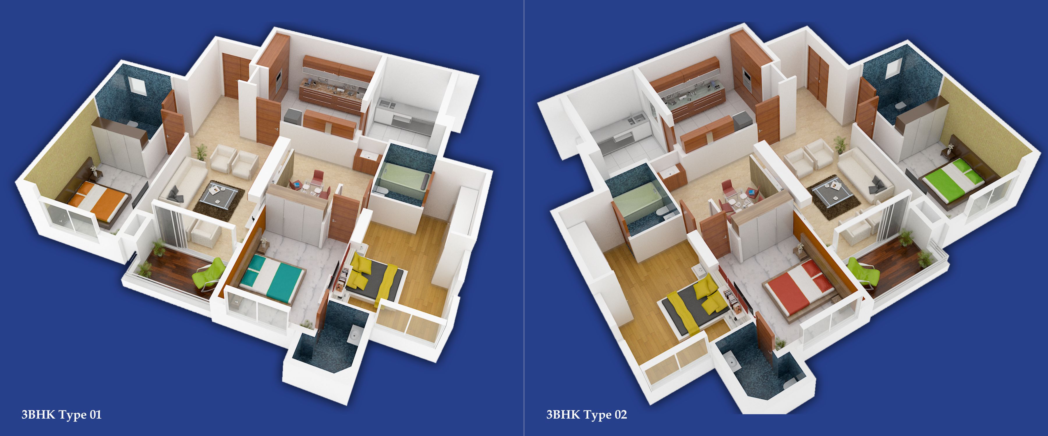 floorplan of 3 BHK