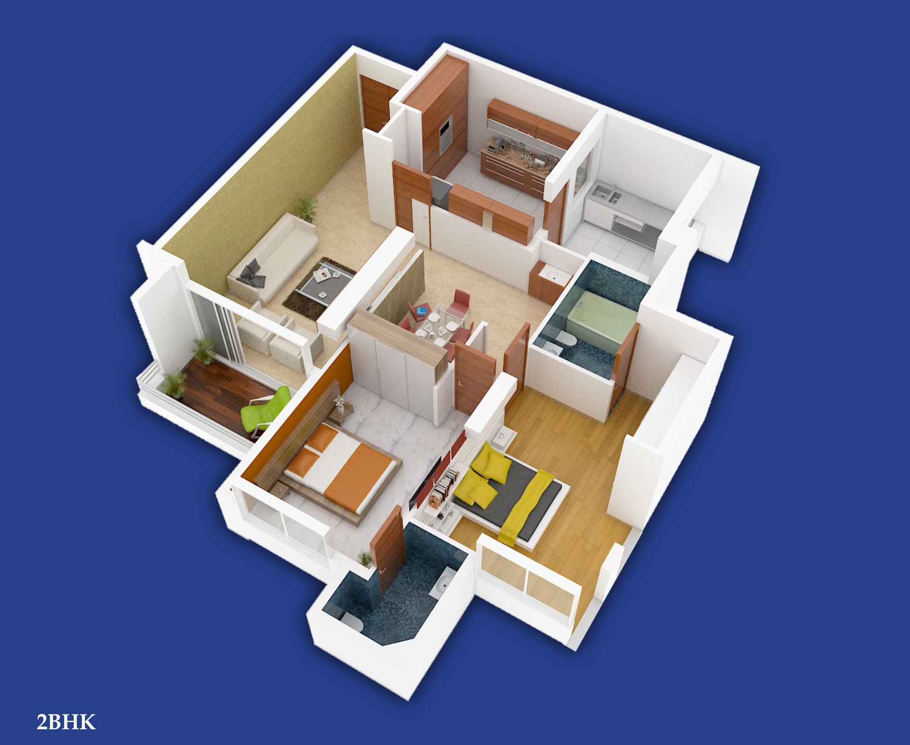 floorplan of 2 BHK