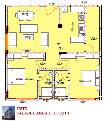 floorplan for 2BHK