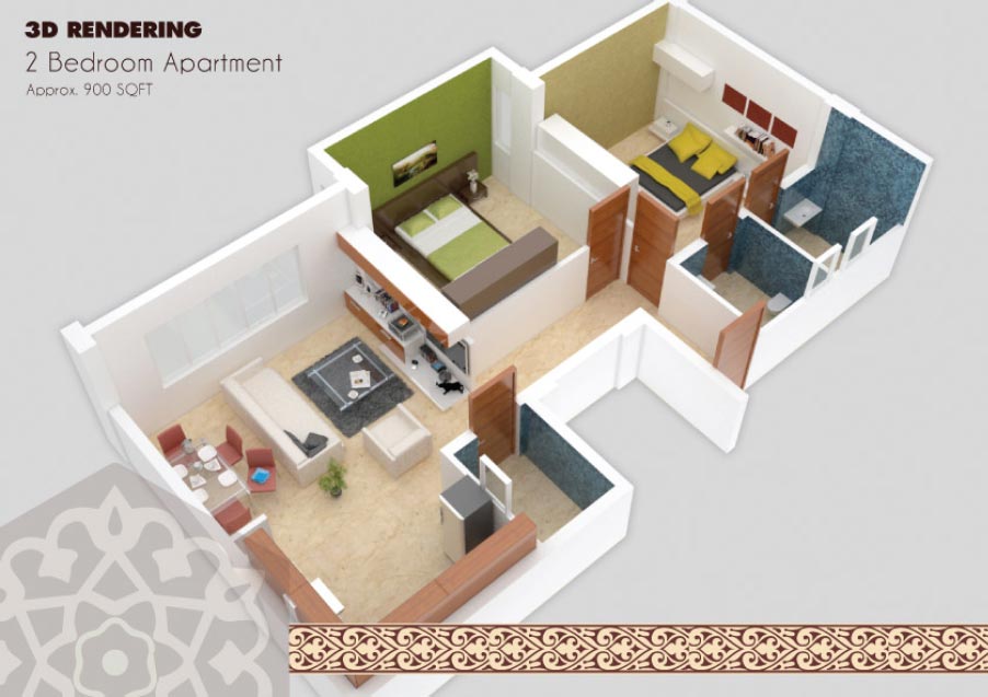 2BHK floorplan of truphae-heights