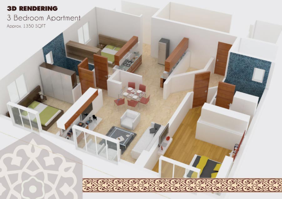 floorplan of 3BHK